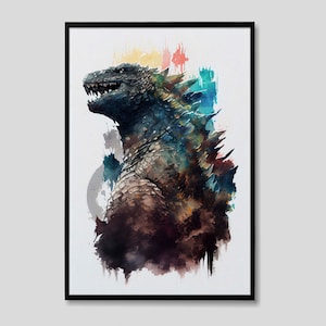 King of Monsters Godzilla Watercolor Painting, Godzilla Poster, Godzilla Oil Painting, Godzilla Painting, Godzilla Art, Operation Monarch