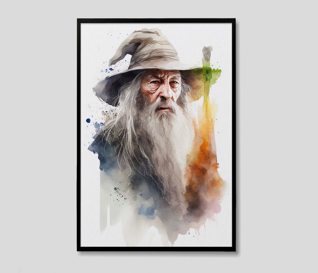 Lord of the Rings Gandalf Watercolor Painting, LOTR Gandalf Wall Art ...