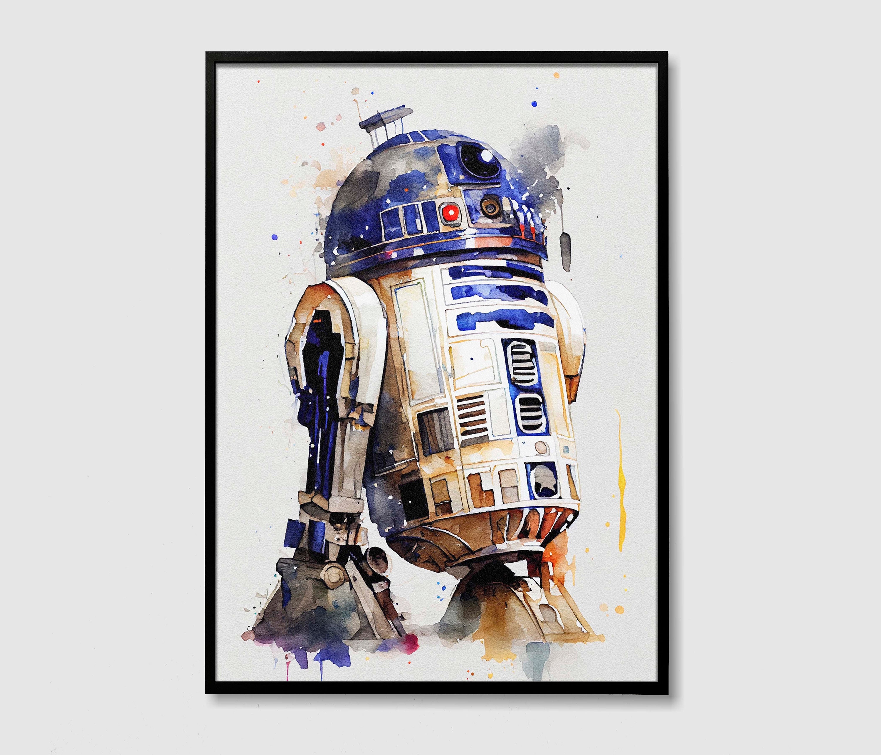R2D2 Droid Star Wars Watercolor Art Print, R2D2 Star Wars Painting Wall Art Poster, Original
