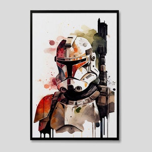 Clone Commander Neyo Star Wars Watercolor Painting, Clone Commander Neyo Star Wars Painting, Clone Commander Neyo Painting, Clone Wars