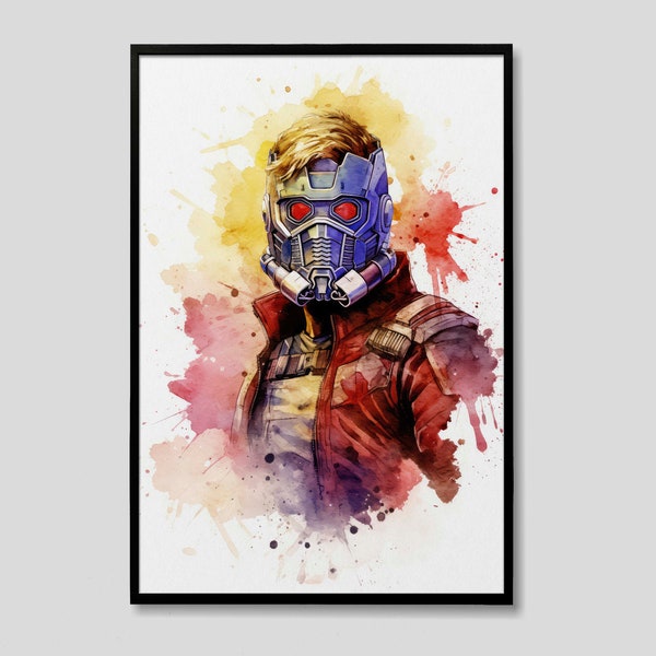 Marvel Starlord Watercolor Art Print, Marvel Starlord Painting Wall Art Poster, Original Artwork, Marvel Guardians of the Galaxy Strarlord