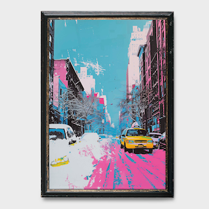 Vintage Boston Painting of Buildings, Boston Winter Painting, Boston Oil Painting, Cityscape Painting, Buildings in Winter Painting