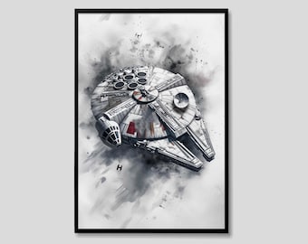 Millenium Fallfalke Star Wars Aquarell Kunst, Millenium Falke Star Wars Malerei, Millenium Falke Kunstwerk, Millenium Falke