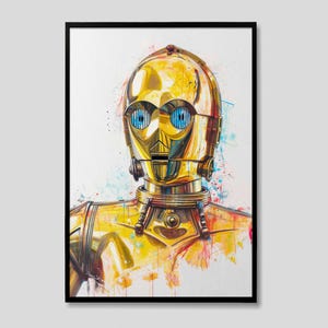 C-3PO スターウォーズ 水彩画アートプリント、C-3PO スターウォーズ 絵画、C-3PO アートワーク、C-3PO 絵画、C-3PO のスターウォーズ ドロイド絵画