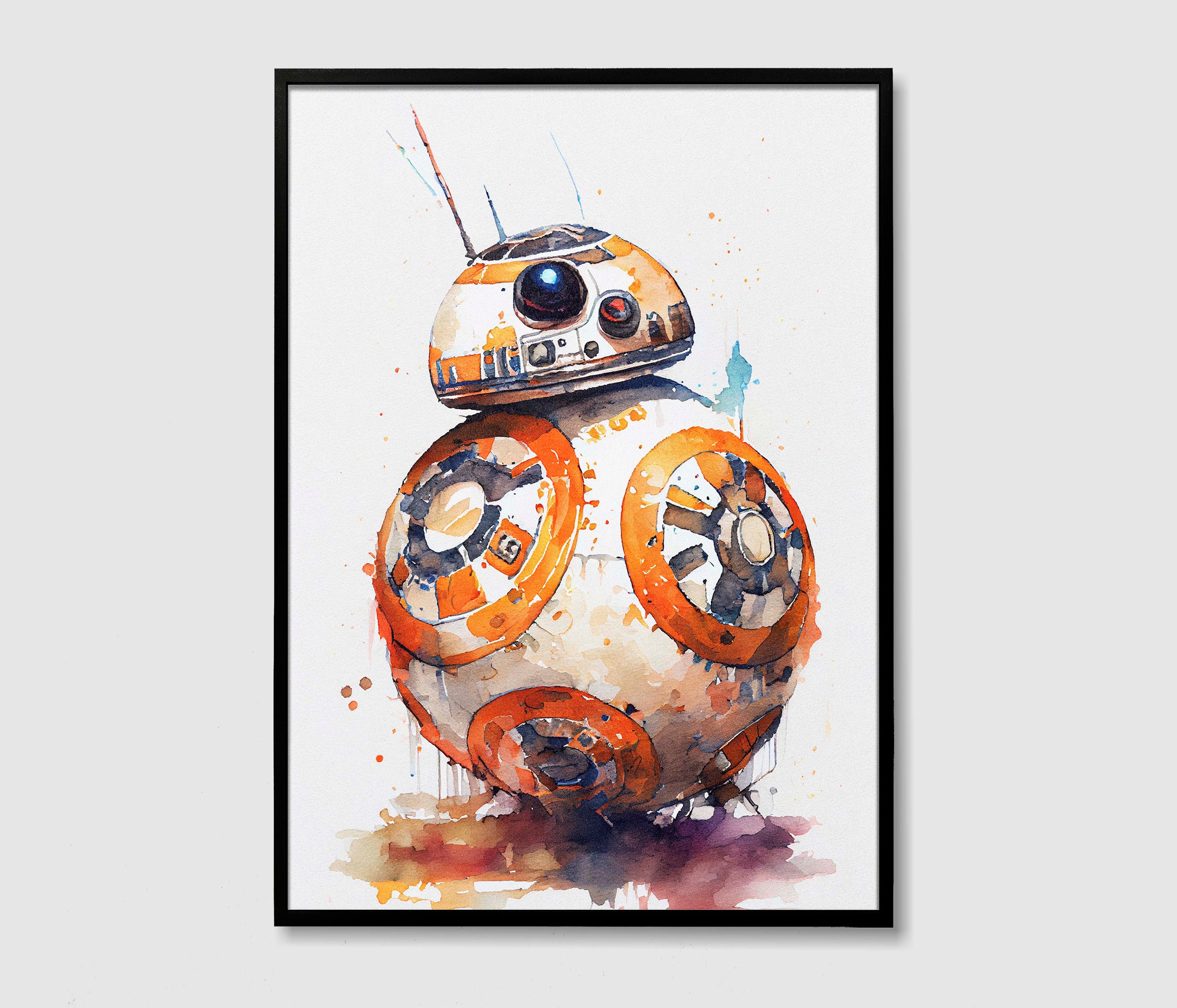 BB-8 Star Wars Watercolor Art Print, BB-8 Star Wars Painting Wall