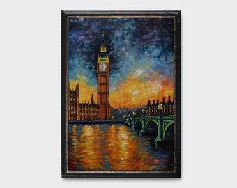Pintura del Big Ben de Londres, Arte de la pared de Londres, Impresión de la ciudad de Londres, Inglaterra, Reino Unido, Cartel de Londres, Cartel del Big Ben