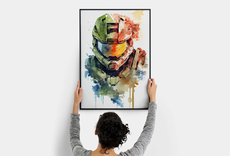 Halo Master Chief Watercolor Art Print, Master Chief Halo Painting ...