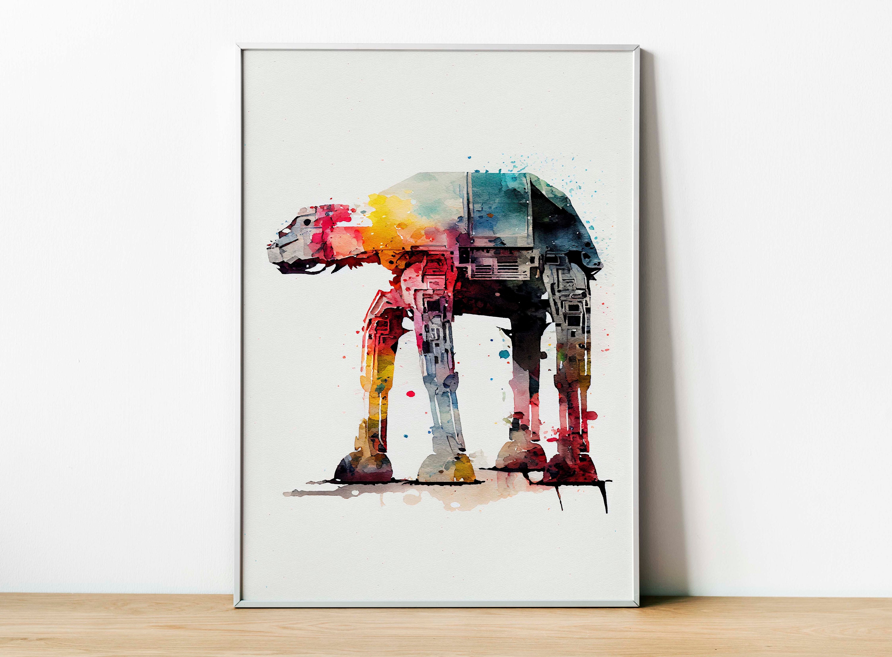 AT-AT Star Wars Watercolor Art Print, ATAT Star Wars Painting Wall Art ...