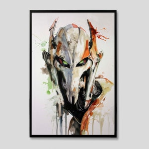 General Grievous Star Wars Watercolor Painting, General Grievous Star Wars Painting, General Grievous Artwork, General Grievous Painting