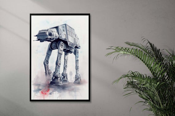 ATAT ウォーカー スターウォーズ 水彩画 アートプリント、AT-AT