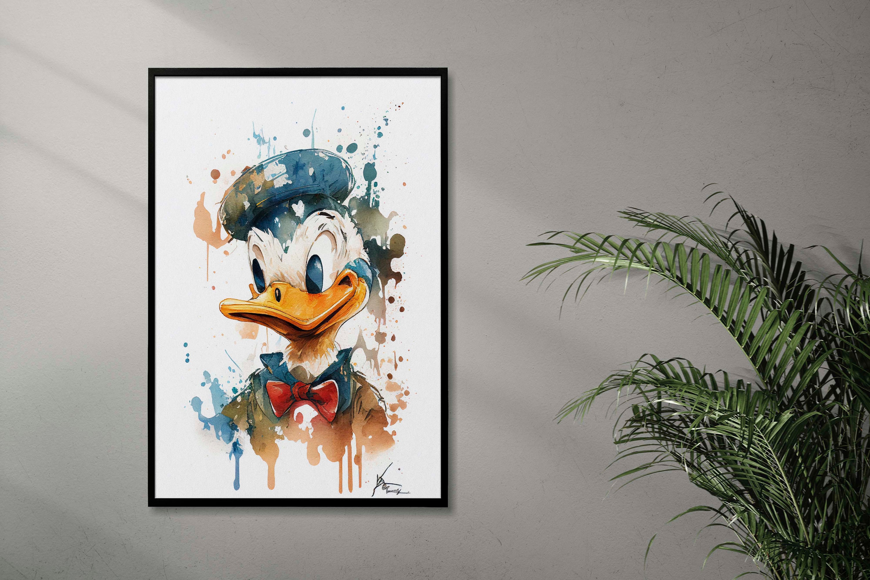 Donald Duck Watercolor Painting, Donald Duck Painting, Painting of ...