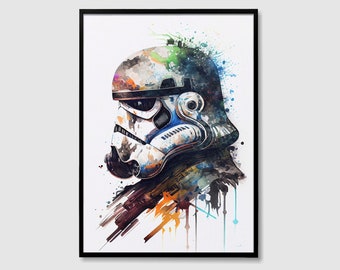 Imperial Stormtrooper Star Wars Watercolor Art Print, Stormtrooper Star Wars Painting Wall Art Poster, Original Artwork, Star Wars Print
