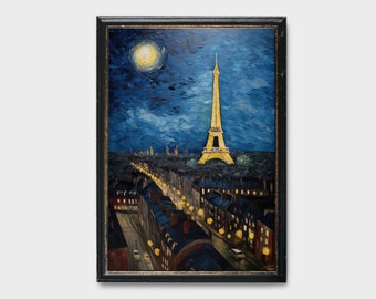 Vintage Paris Painting, Paris Water Color Painting, Eiffel Tower Oil Painting, Eiffel Tower Painting, Cityscape Painting, Digital Art