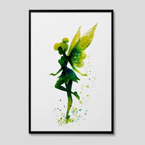 Tinker Bell Watercolor Painting, Tinker Bell Painting, Tinker Bell Oil Painting, Painting of Tinker Bell, Peter Pan Art, Disney Princess Art