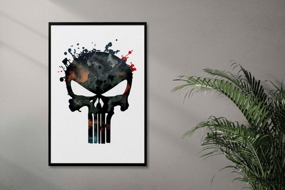 The Punisher Marvel Watercolor Art Print, the Punisher Antihero
