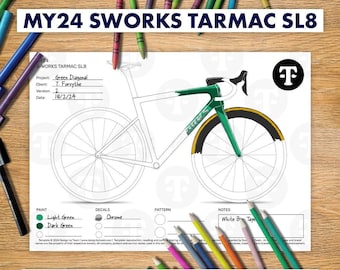 MY24 S-Works Tarmac SL8 Colouring-in Template for Bicycle Paint Design