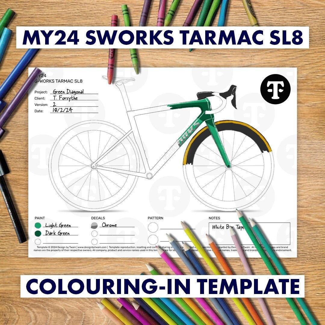 MY24 S works Tarmac SL8 Colouring in Template for Bicycle Paint Design Etsy Canada