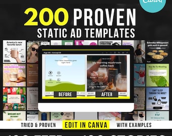 200 Canva Ad Templates: Social Media Posts & Stories (Digital Download)