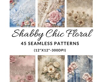 Shabby-chic bloempatronen: 45 naadloze ontwerpen (digitale download)