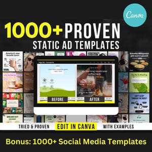 1,000+ High-Converting Static Ads Canva Templates | Bonus 1000+ Social Media Designs Template | Facebook | Instagram | Pinterest | Meta Ads