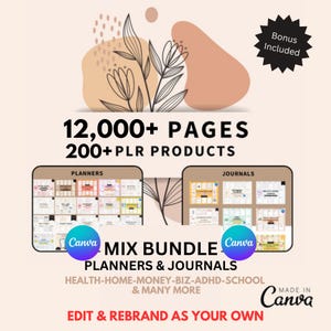 Mega Bundle di Planner e Diari Canva: oltre 12.000 pagine personalizzabili, diritti PLR/MRR, modelli per benessere, business e crescita personale