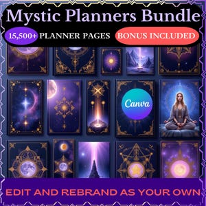 Mega Bundle von heiß verkaufenden bearbeitbaren mystischen digitalen Planern, bedruckbar, Planer zum Geldverdienen, mehr als 15.500 Planerseiten, Spiritualität