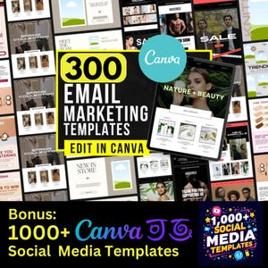 Pacote de e-mail definitivo: 300 modelos de e-mail de alta conversão do Canva + 1.000 modelos sociais do Canva grátis