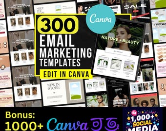 Ultimate Email Package: 300 High-Converting Email Canva Templates + 1,000 Canva Social Templates Bundle For Free