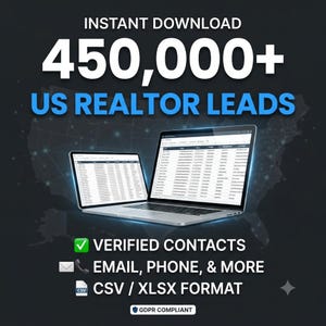 450,000 US Realtors Contact Database – Comprehensive & Verified, Email List, Phone and more