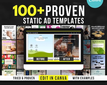 Canva Ad Templates: 105+ Static Ads for Facebook, Instagram, Pinterest (Digital Download)