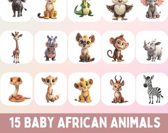 Baby Afrikanische Tiere Kreuzstichmuster: Kinderzimmer Dekoration (PDF & SVG)