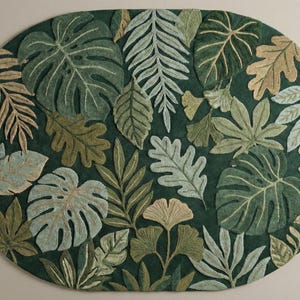 Hand Tufted Botanical Rug, Tropical Leaf Area Rug, Green Jungle Rug, Nature Inspired Living Room Carpet, Floral Plant Decor, Statement Rug image 8