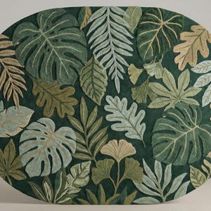 Hand Tufted Botanical Rug, Tropical Leaf Area Rug, Green Jungle Rug, Nature Inspired Living Room Carpet, Floral Plant Decor, Statement Rug image 9