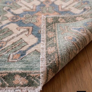 Custom Size Hand Knotted Green Oushak Runner Rug | Wool Handmade Oriental Carpet for Hallway