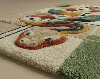 Hand Tufted Snake Rug – Abstract Modern High Pile Carpet from India