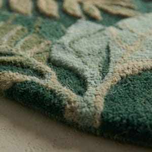 Hand Tufted Botanical Rug, Tropical Leaf Area Rug, Green Jungle Rug, Nature Inspired Living Room Carpet, Floral Plant Decor, Statement Rug image 6