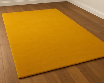 Mustard Yellow Wool Rug - Hand Tufted | Chic Modern Living Room Decor | Unique Area Rug