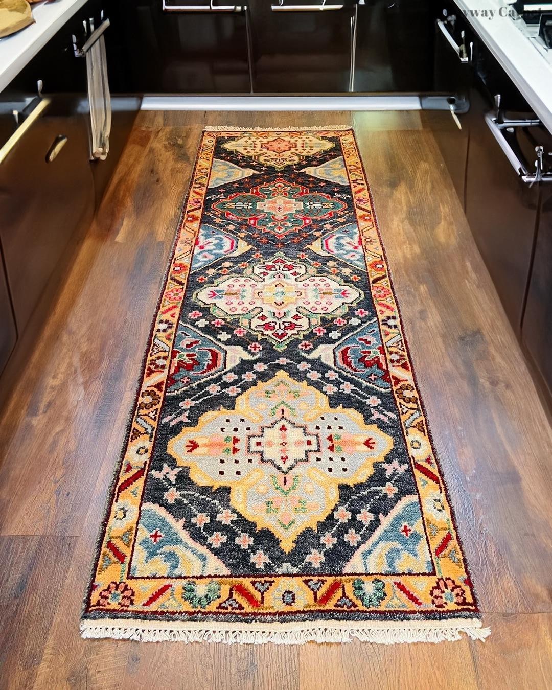 Traditional Hand Knotted Persian Kitchen Runner | Vintage Wool Hallway ...