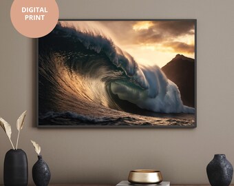 Surf Decor Digital Print 3 | Ocean Wave Instant Printable Wall Art | Digital Poster Download | Surf Poster Seascape 48" wide (122cm)