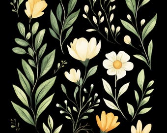Fiori selvatici botanici Boho verde oliva