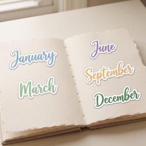 Minimalist Months Script Name Planner Stickers – Handmade Vinyl Art Set for Calendar Labels, Scrapbook & Water Bottle Decal Custom Crafting