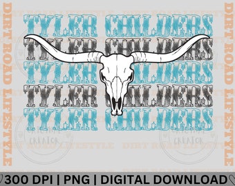 Tyler Childers Digital Sublimation Design, Digital PNG, Tyler Childers Country Music Shirt, Childers Cow Skull PNG, Digital Download