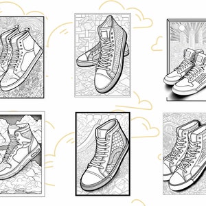 Sneaker Coloring Pages, Set of 12 Sneaker Themed Downloadable Printable ...