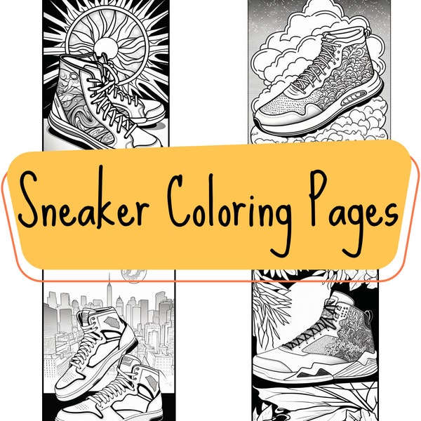 Sneaker Coloring Pages, Set of 10 Sneaker Themed Downloadable Printable Art, Great for Adults or Kids, 10-pack