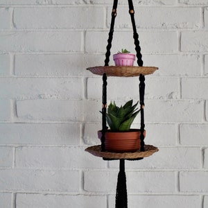 Picnic Plate | Wicker Plate | Vintage Charger|  Hanging Shelf | Macrame | Plant Shelf | Plant Hanger