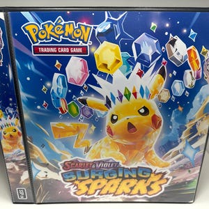 Surging Sparks Pokémon Binder w/Exact Pages, Laminated Cover/Spine & Sleeves for Master/Complete Sets Choose Your Cover Scarlet/Violet