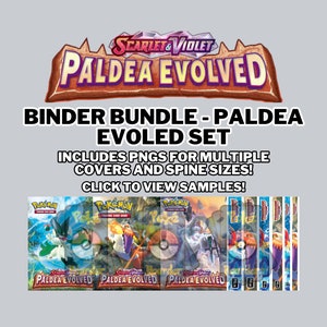 スカーレット/バイオレット パルデア エボルブド フロントバインダーカバーと背表紙セット | 0.5インチ、1.0インチ、1.5インチのバインダー用 | ポケモンカードの整理に最適