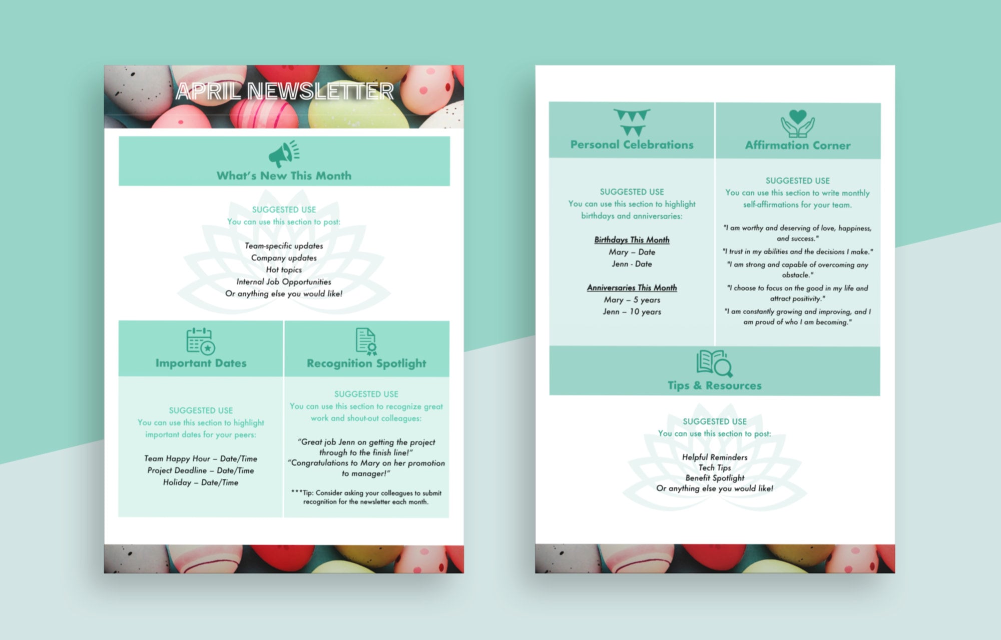MS Word Newsletter Template / Editable April Newsletter Template MS Word Newsletter Template / Editable April Newsletter Template
