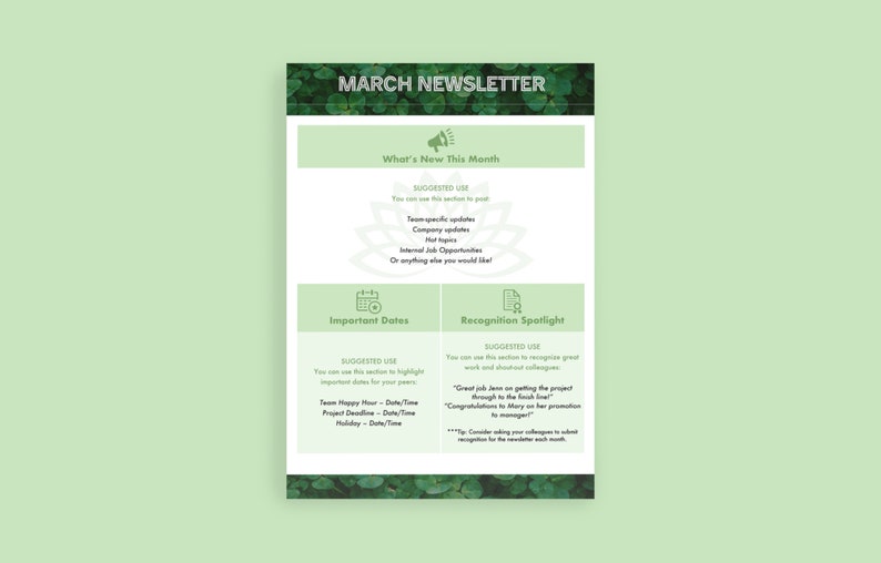 Newsletter Ms Word Example MS Word Newsletter Template / Editable March Newsletter Template ...