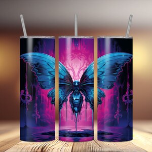 Gothic butterfly, Sublimation Tumbler Designs, 20oz Skinny Tumbler Wraps, JPEG Design Templates